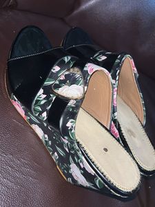 Floral Black Flats