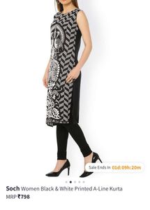Soch Women Black &amp; White Printed Kurti