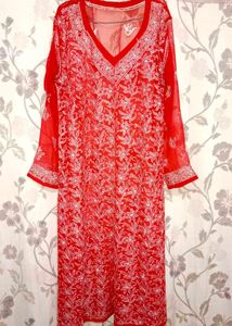 Red Lakhnavi Kurta