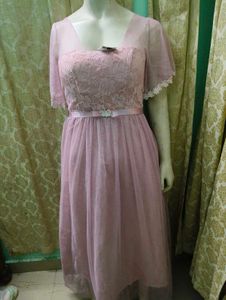 Elegant Pink Lace Party Dress free delivery