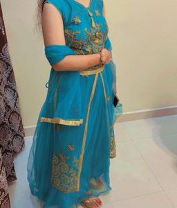 Teal Embroidered Anarkali Dress