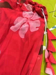 Floral Print Red Skirt