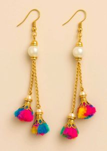 Colorful Tassel Pearl Drop Earrings
