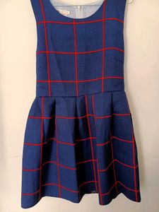 Navy &amp; Red Checkered Dress