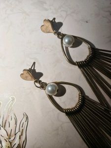 Pearl Drop Tassel Earrings