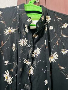 Beautiful Black Florel Below Knee Length Kurti