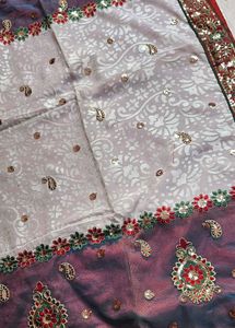 multi color designer saree with blouse piece