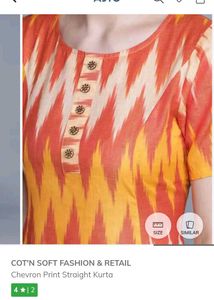 Stylish Orange Ikat Kurta