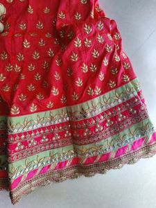 Fuschia pink gotta Patti Lehnga With Choli