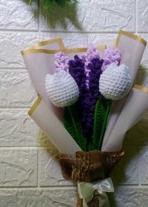Crochet Tulip And Lavender Flower  Bouqu