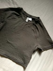Grey Cropped Baby Tee