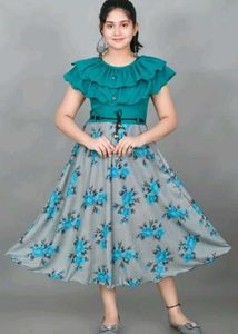 Floral Print Sea Green Dress