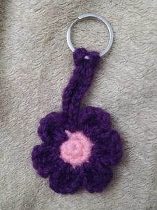 Handmade Crochet Flower Keychain