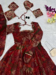 pure Organza silk Anarkali suit❤️