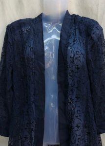 9412. Navy Blue Lace Kimono Cardigan