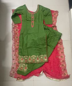Green &amp; Pink Kurta Set