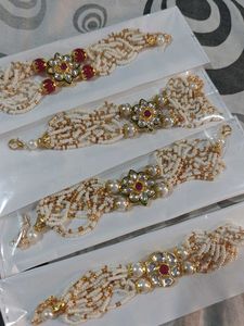 Kundan &amp; Pearl Rakhi Bracelet (Set of 4)