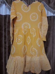 Yellow &amp; White Printed Dress