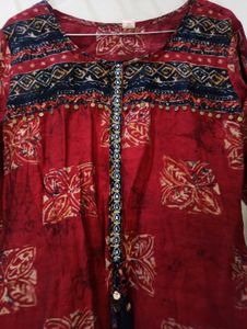 Red Printed Kurta Set