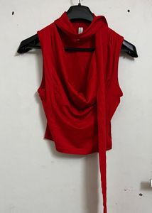 Newme red drape top