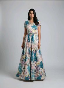 Floral Print Ethnic style Gown Party