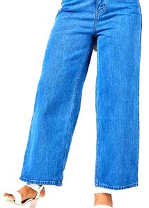 High Waist Wide Leg Blue Jeans