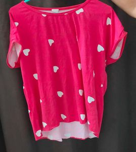 Red Heart Print Top