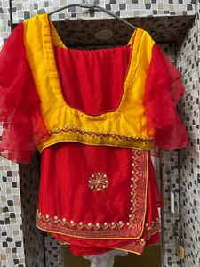 Red And Yellow Chiffon Saree