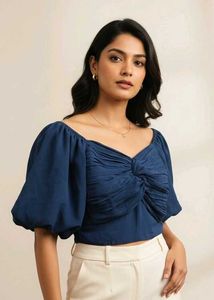 Chic Navy Ruched Top