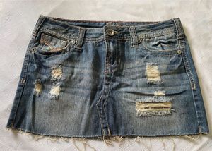 Distressed Denim Mini Skirt