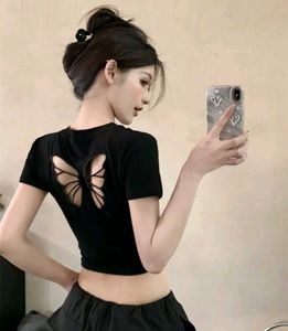 Women&#39;s sexy Butterfly back soft paded crop Top