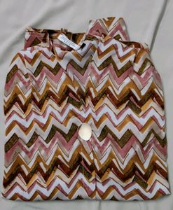 Multi Colour V Neck Silk Blend Top - Long Sleeves