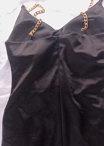 Black Satin Padded  Mini Dress