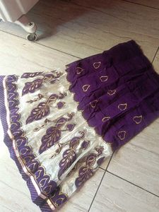 Vintage Purple &amp; Gold Embroidered Skirt