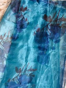 Navy Blue Organza Dupatta