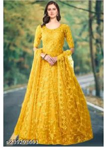 Elegant Gold Butterfly Anarkali Kurti