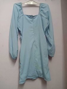 Blue Ruched Mini Dress