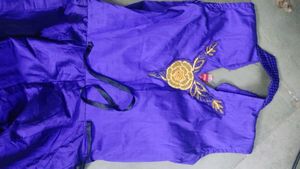 Violet Full Length Ball Gown With Gold Embroidery
