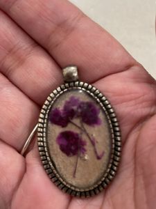 Purple Flower Resin Pendant