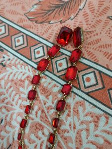 Red Gemstone Dangle Earrings
