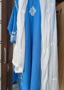powder blue chikankari kurti set