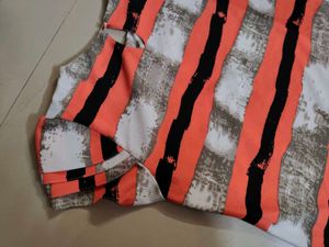 Stripe Party Wear Brand New Thick Poly Shirt Women