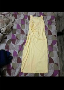 Elegant Yellow Bodycon Midi Dress