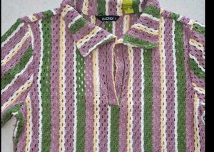 Striped Knit Polo Top