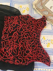 Black Red Party Wear Saree