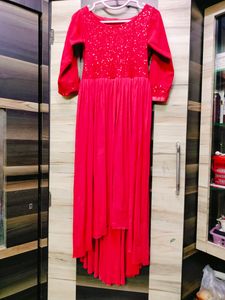 Red Updown Pattern Gown