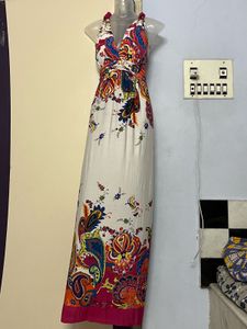 Pintrest Padded Paisley Halter Maxi Dress