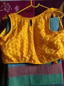 saree with sleeveless blouse