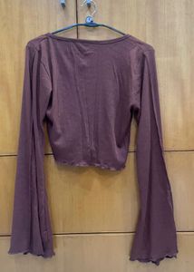 Brown Long Sleeve Crop Top