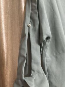 Chic Sage Green Boat Neck 3/4 Sleeve Top